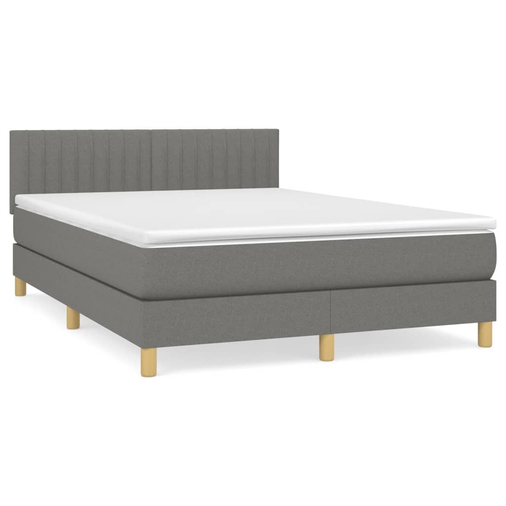Sommier à lattes de lit avec matelas Gris foncé 140x190cm Tissu - XIOS