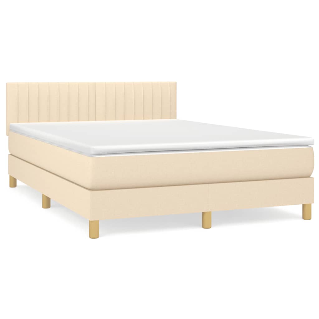 Sommier à lattes de lit avec matelas Crème 140x200 cm Tissu - XIOS
