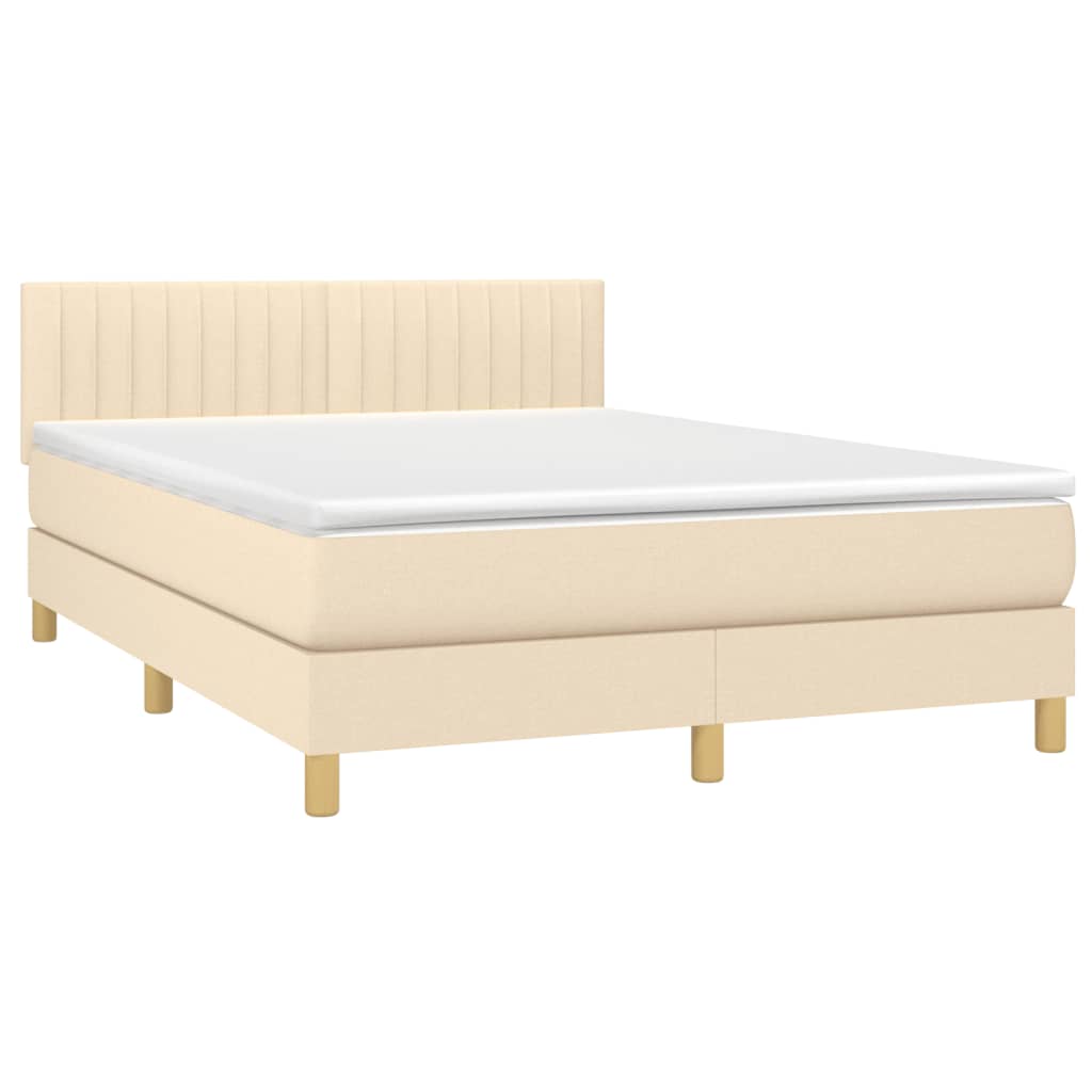 Sommier à lattes de lit avec matelas Crème 140x200 cm Tissu - XIOS