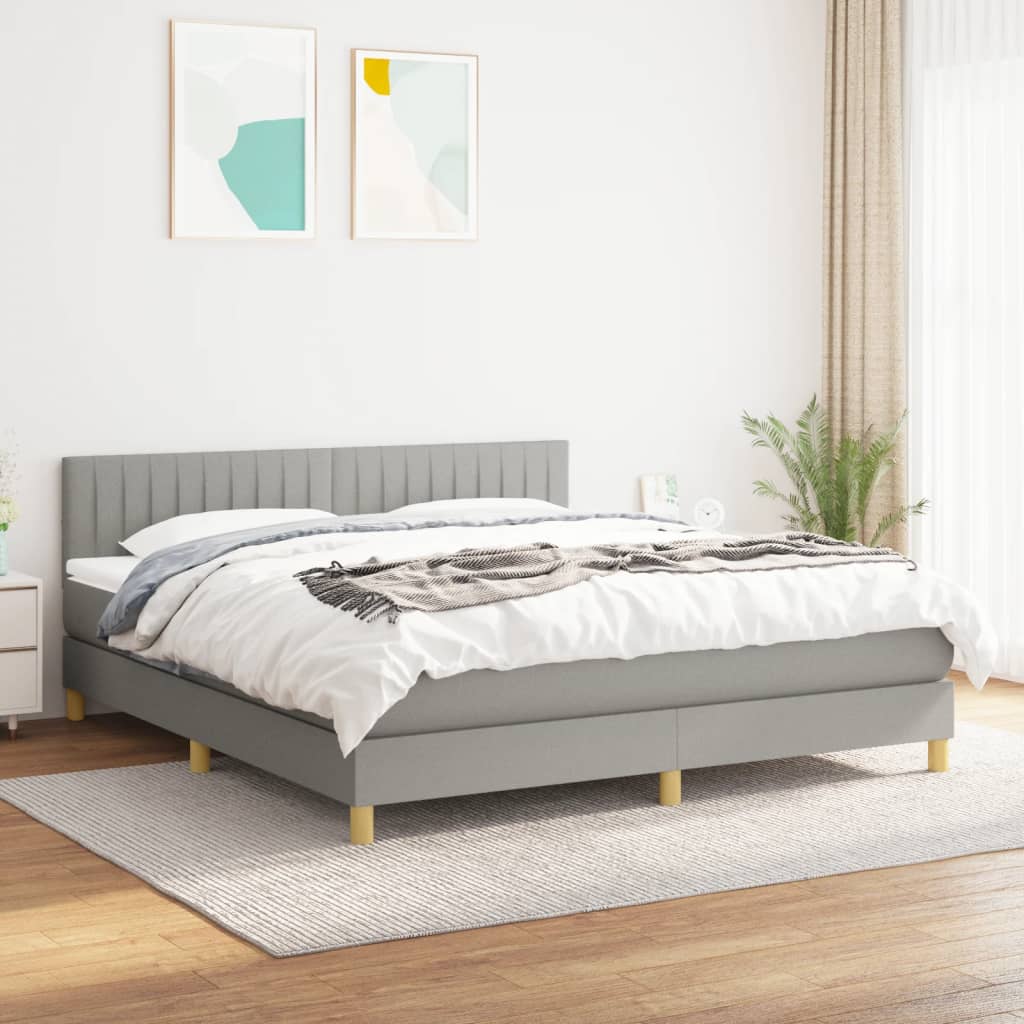 Sommier à lattes de lit avec matelas Gris clair 160x200cm Tissu - XIOS