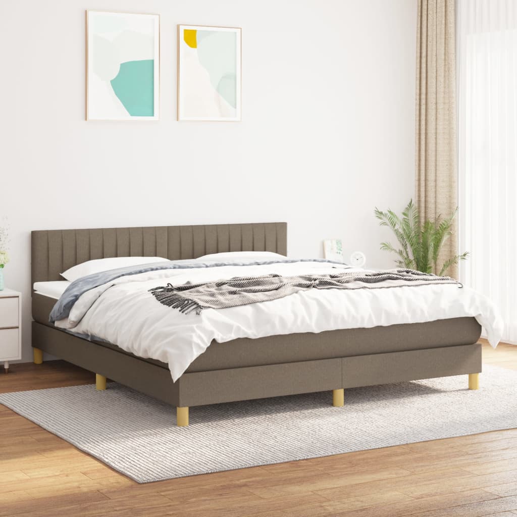 Sommier à lattes de lit avec matelas Taupe 160x200 cm Tissu - XIOS