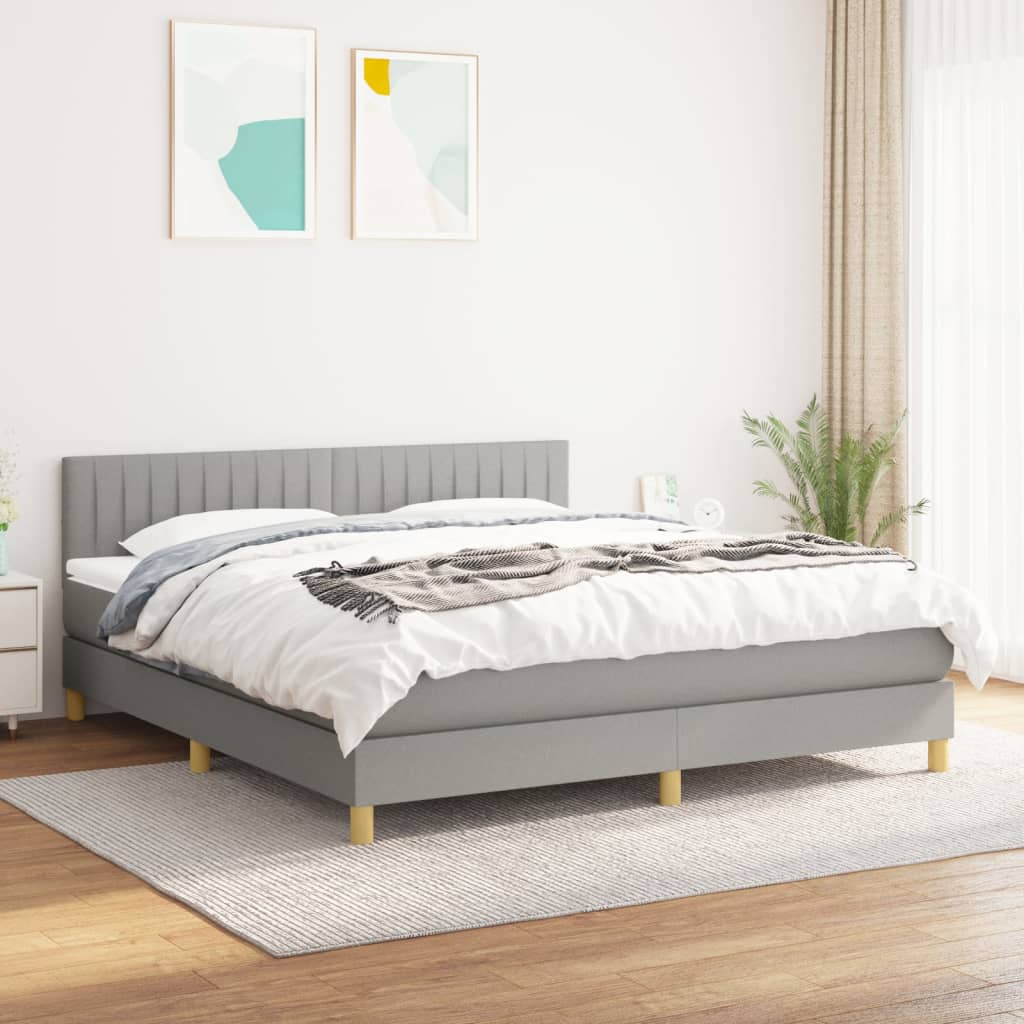 Sommier à lattes de lit avec matelas Gris clair 180x200cm Tissu - XIOS