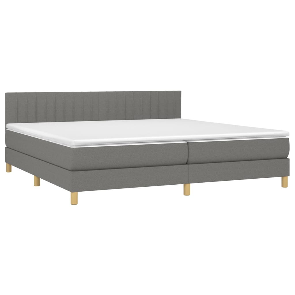 Sommier à lattes de lit avec matelas Gris foncé 200x200cm Tissu - XIOS