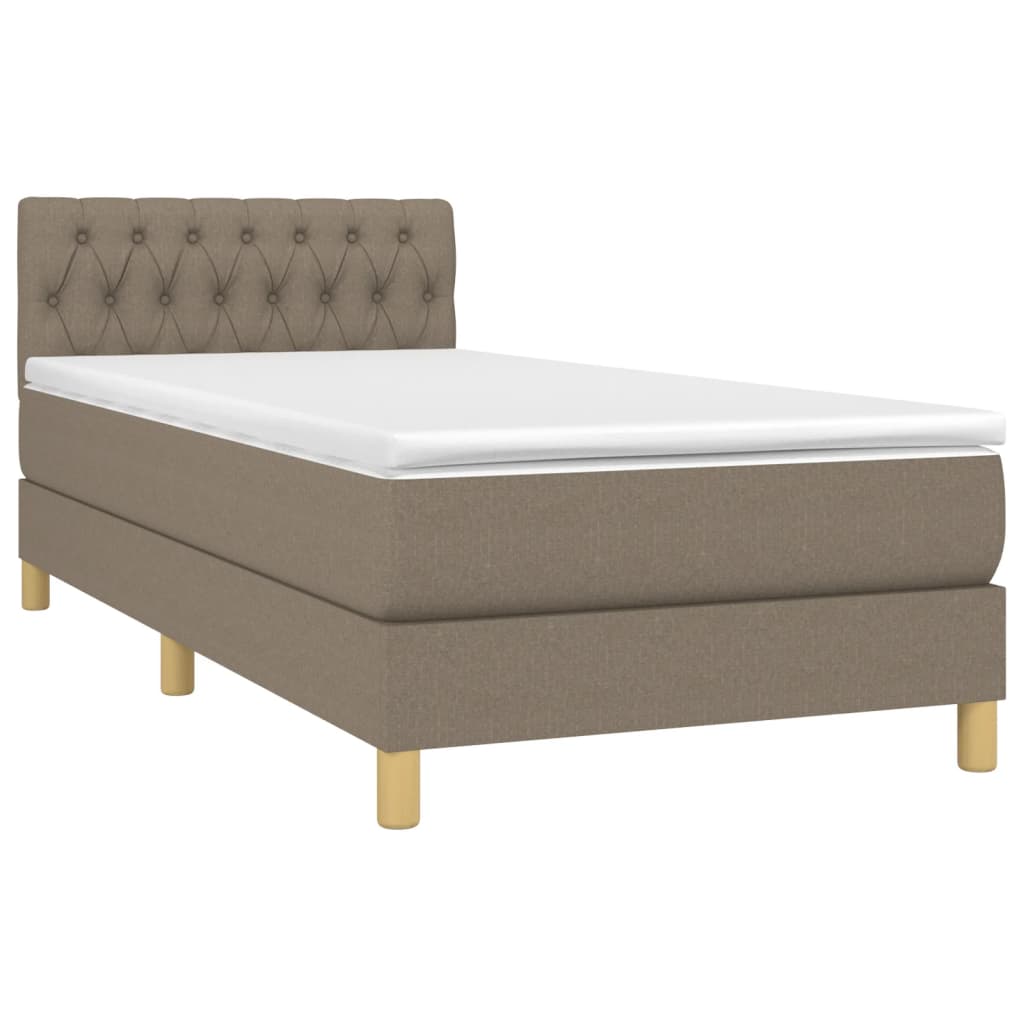 Sommier à lattes de lit avec matelas Taupe 90x190 cm Tissu - XIOS