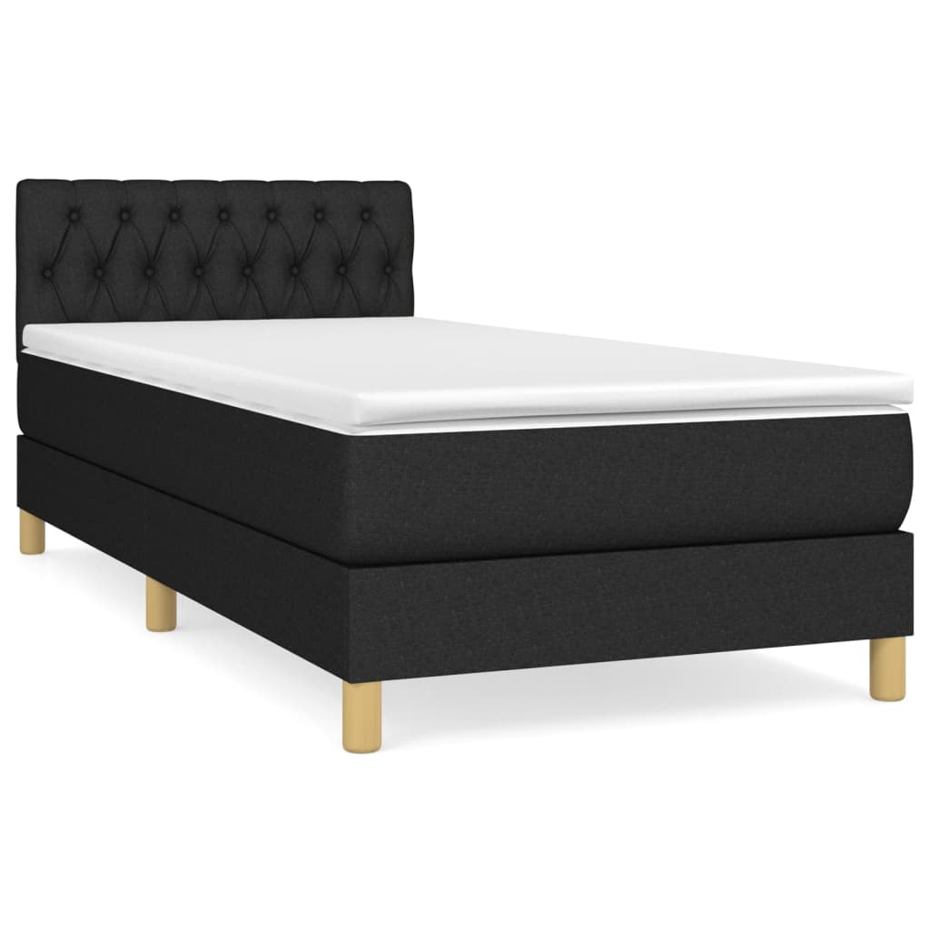 Sommier à lattes de lit avec matelas Noir 100x200 cm Tissu - XIOS