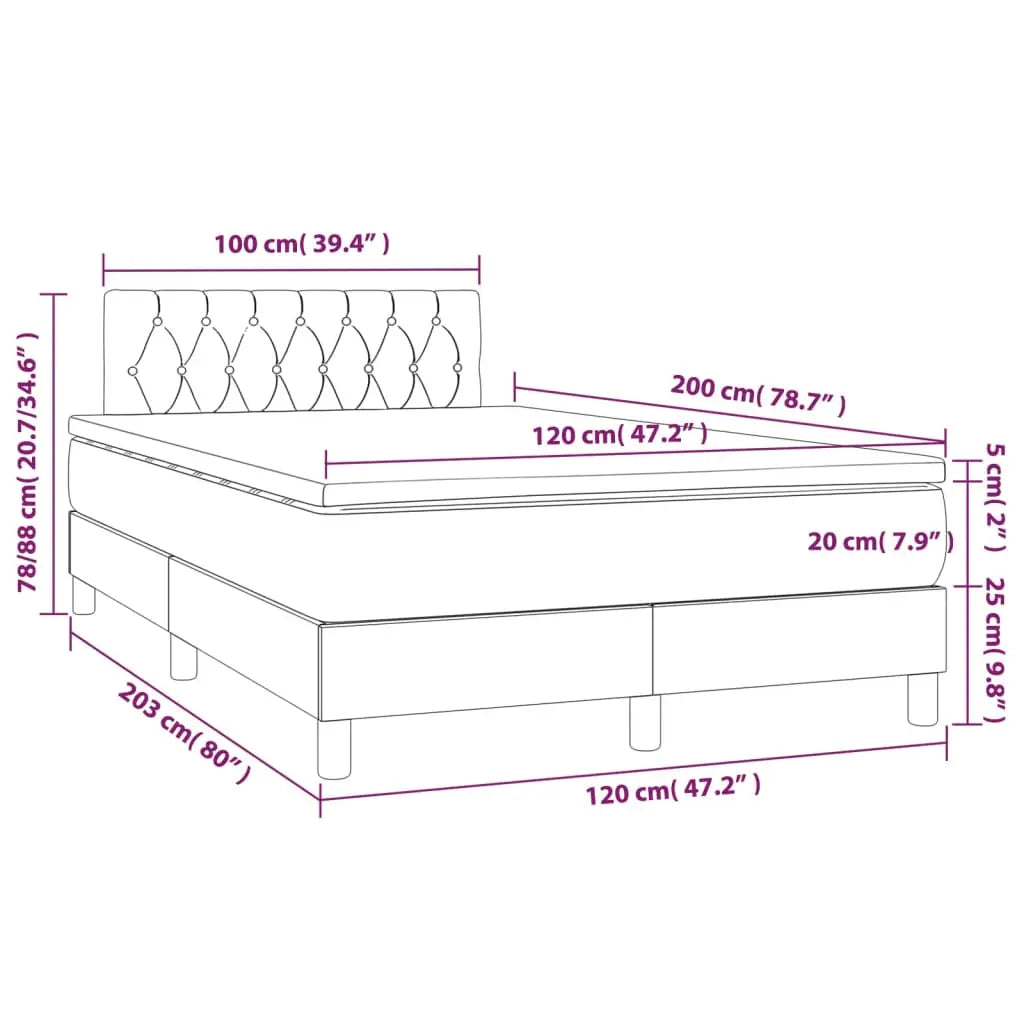 Sommier à lattes de lit avec matelas Taupe 120x200 cm Tissu - XIOS