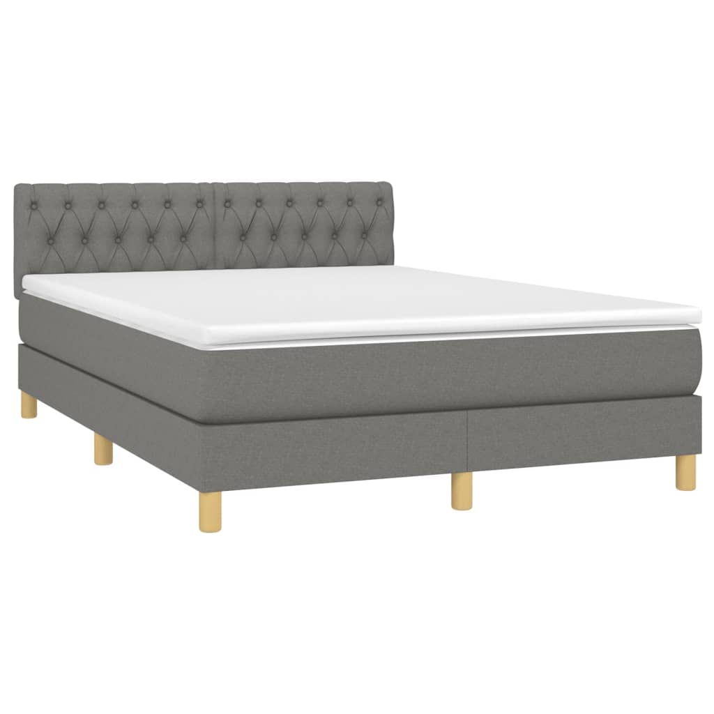 Sommier à lattes de lit avec matelas Gris foncé 140x190cm Tissu - XIOS