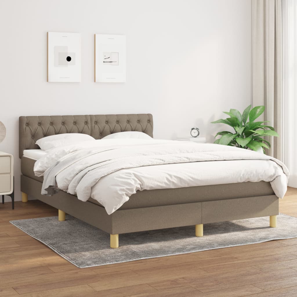 Sommier à lattes de lit avec matelas Taupe 140x190 cm Tissu - XIOS
