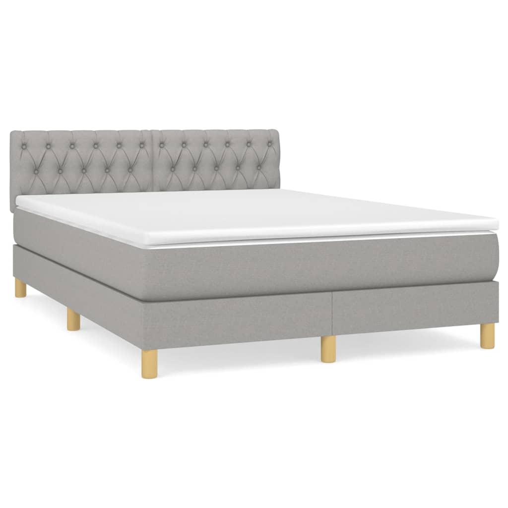 Sommier à lattes de lit avec matelas Gris clair 140x200cm Tissu - XIOS