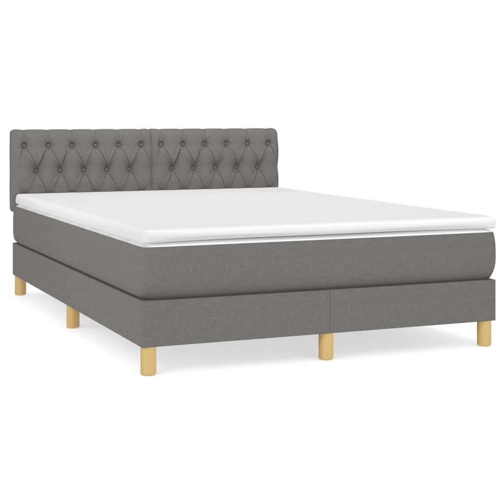 Sommier à lattes de lit avec matelas Gris foncé 140x200cm Tissu - XIOS