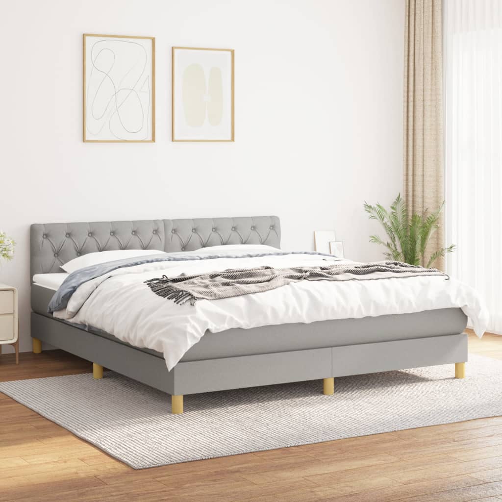 Sommier à lattes de lit avec matelas Gris clair 160x200cm Tissu - XIOS