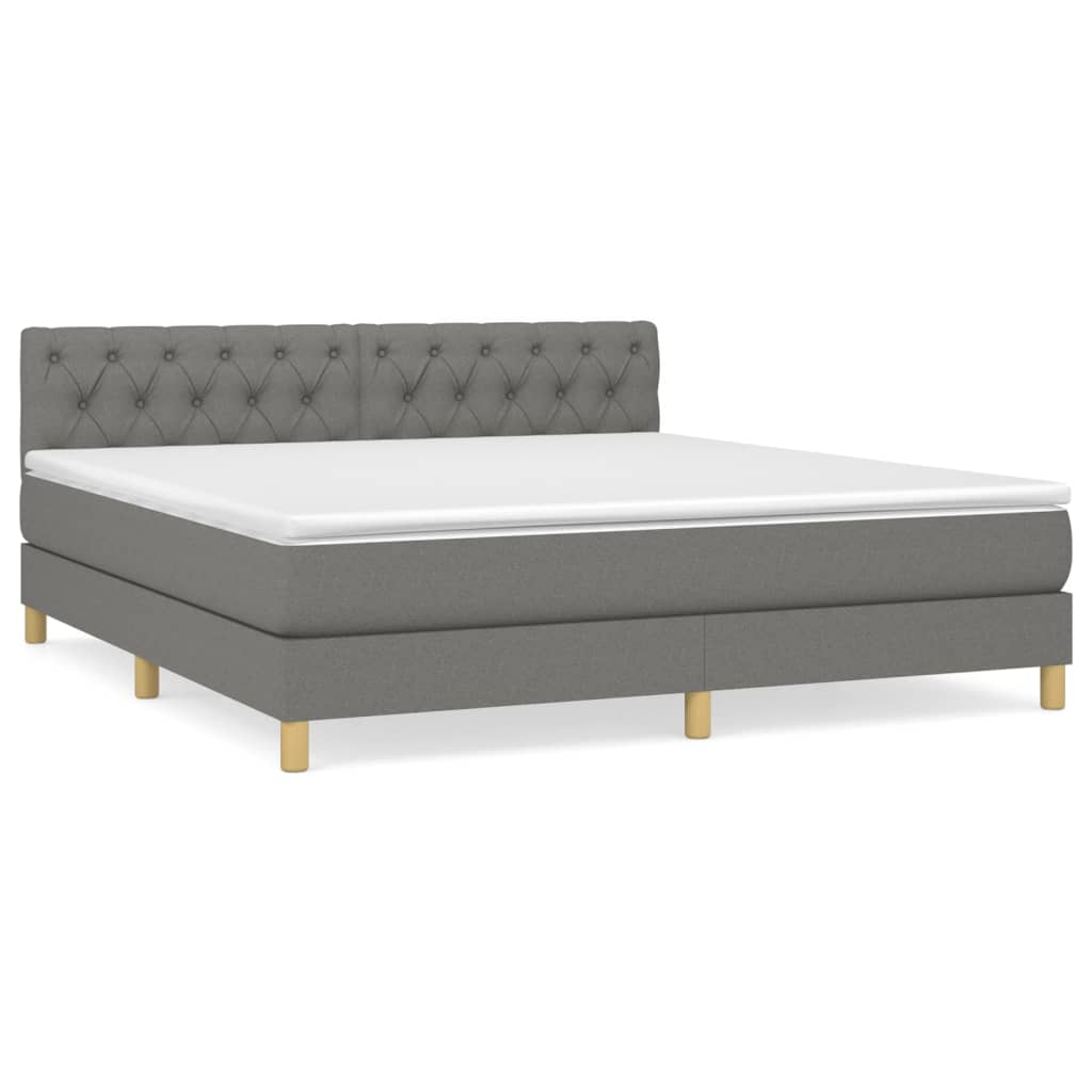 Sommier à lattes de lit avec matelas Gris foncé 160x200cm Tissu - XIOS
