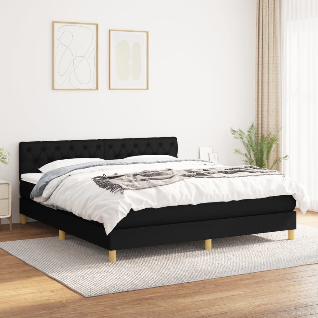 Sommier à lattes de lit avec matelas Noir 160x200 cm Tissu - XIOS