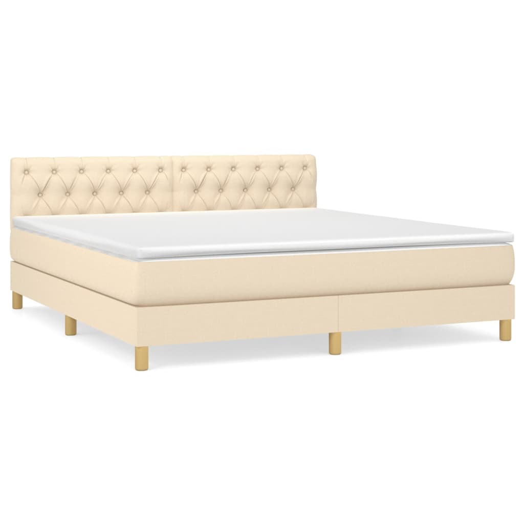 Sommier à lattes de lit avec matelas Crème 160x200 cm Tissu - XIOS