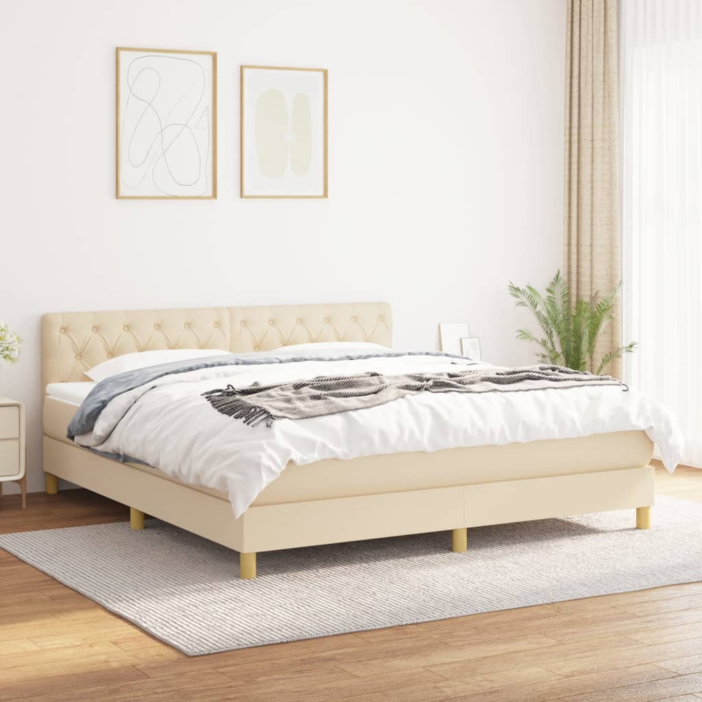Sommier à lattes de lit avec matelas Crème 160x200 cm Tissu - XIOS