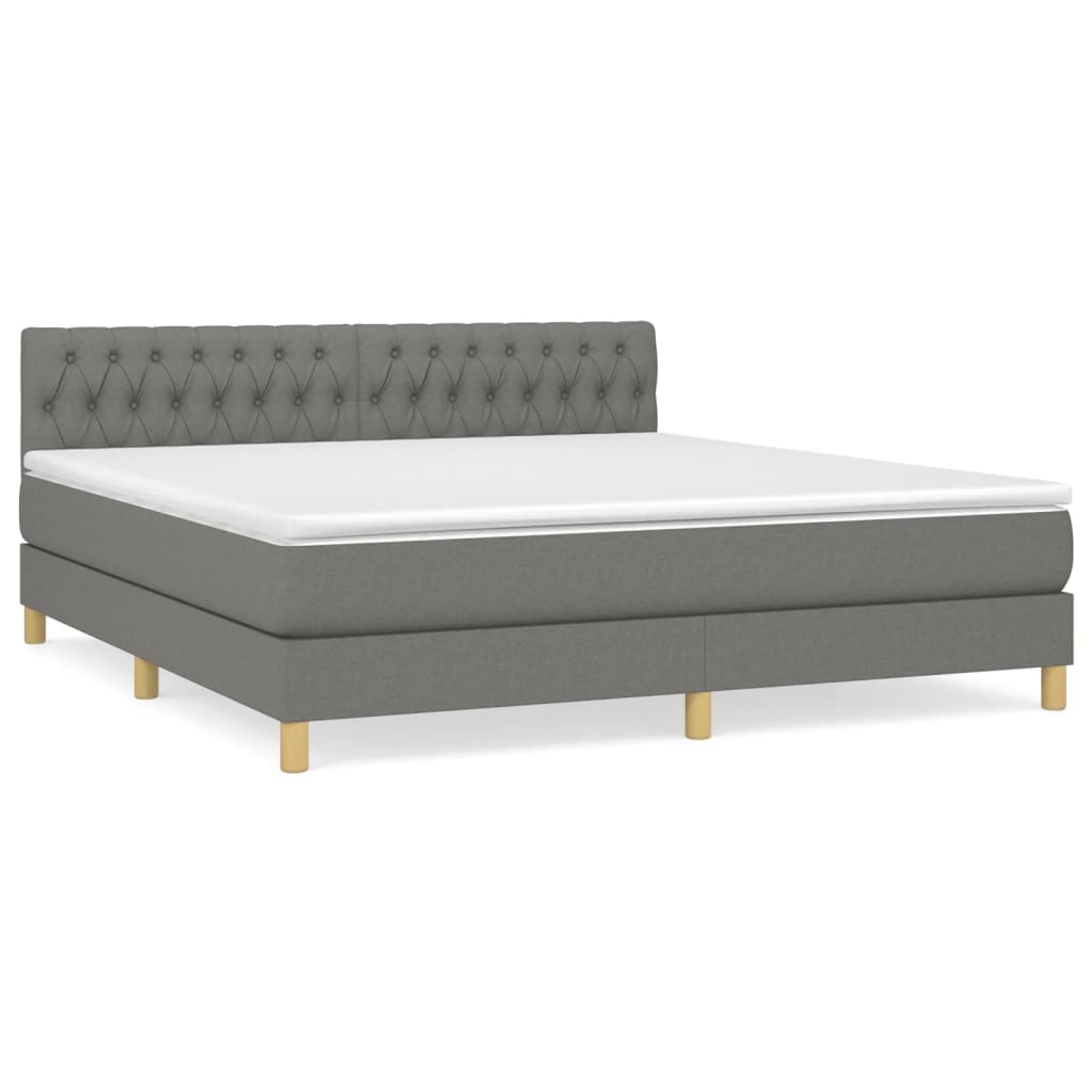 Sommier à lattes de lit avec matelas Gris foncé 180x200cm Tissu - XIOS