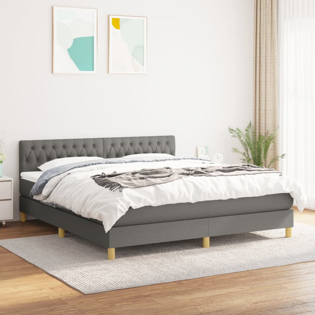 Sommier à lattes de lit avec matelas Gris foncé 180x200cm Tissu - XIOS