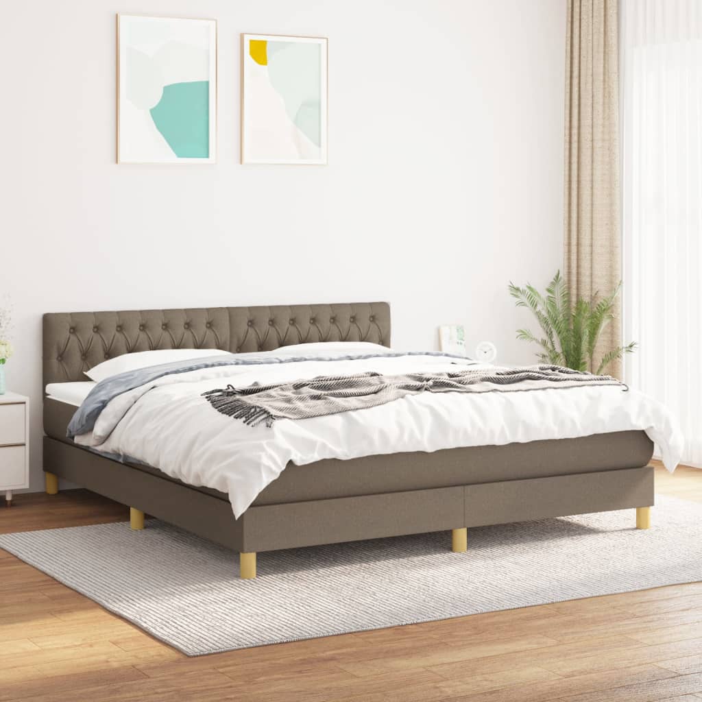 Sommier à lattes de lit avec matelas Taupe 180x200 cm Tissu - XIOS