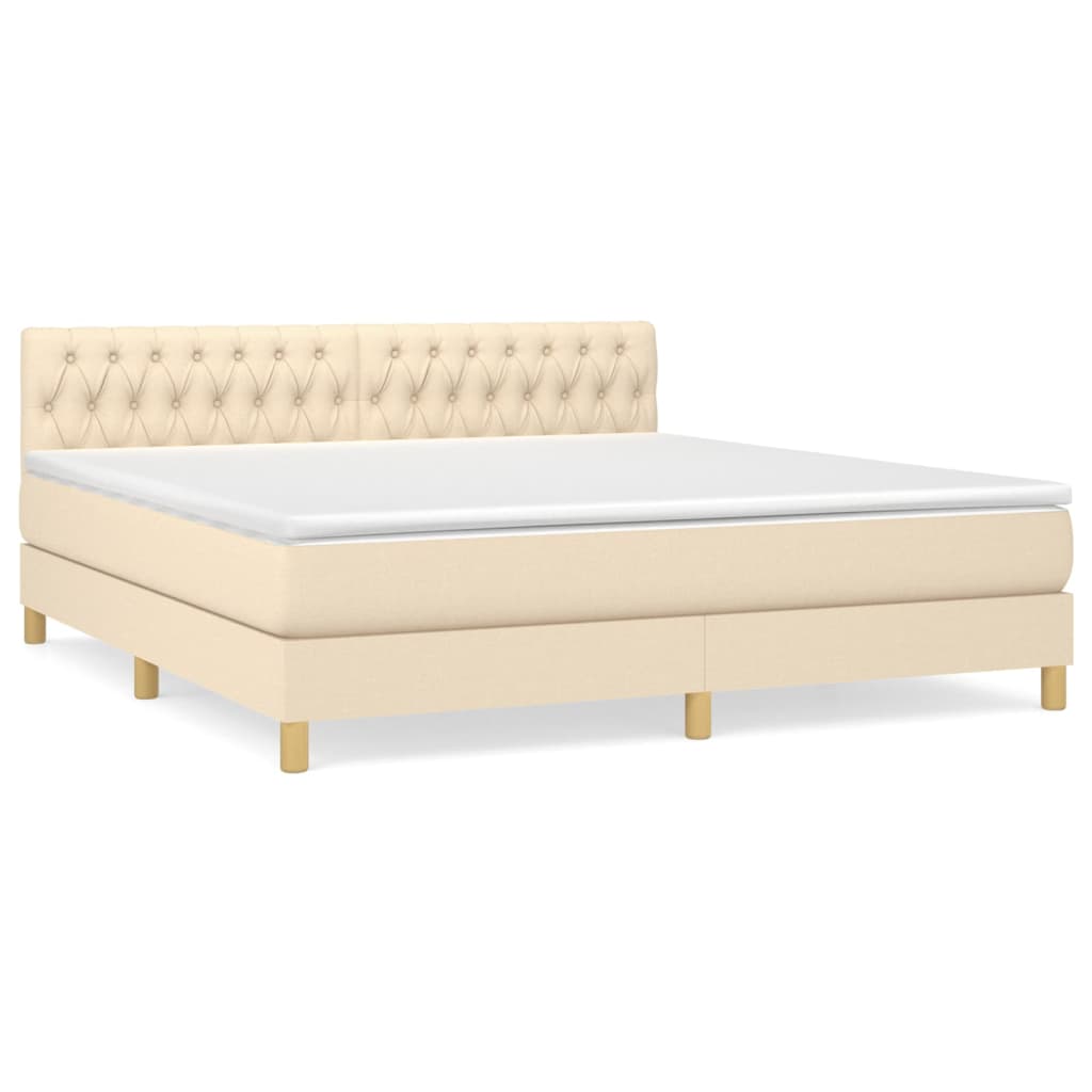 Sommier à lattes de lit avec matelas Crème 180x200 cm Tissu - XIOS