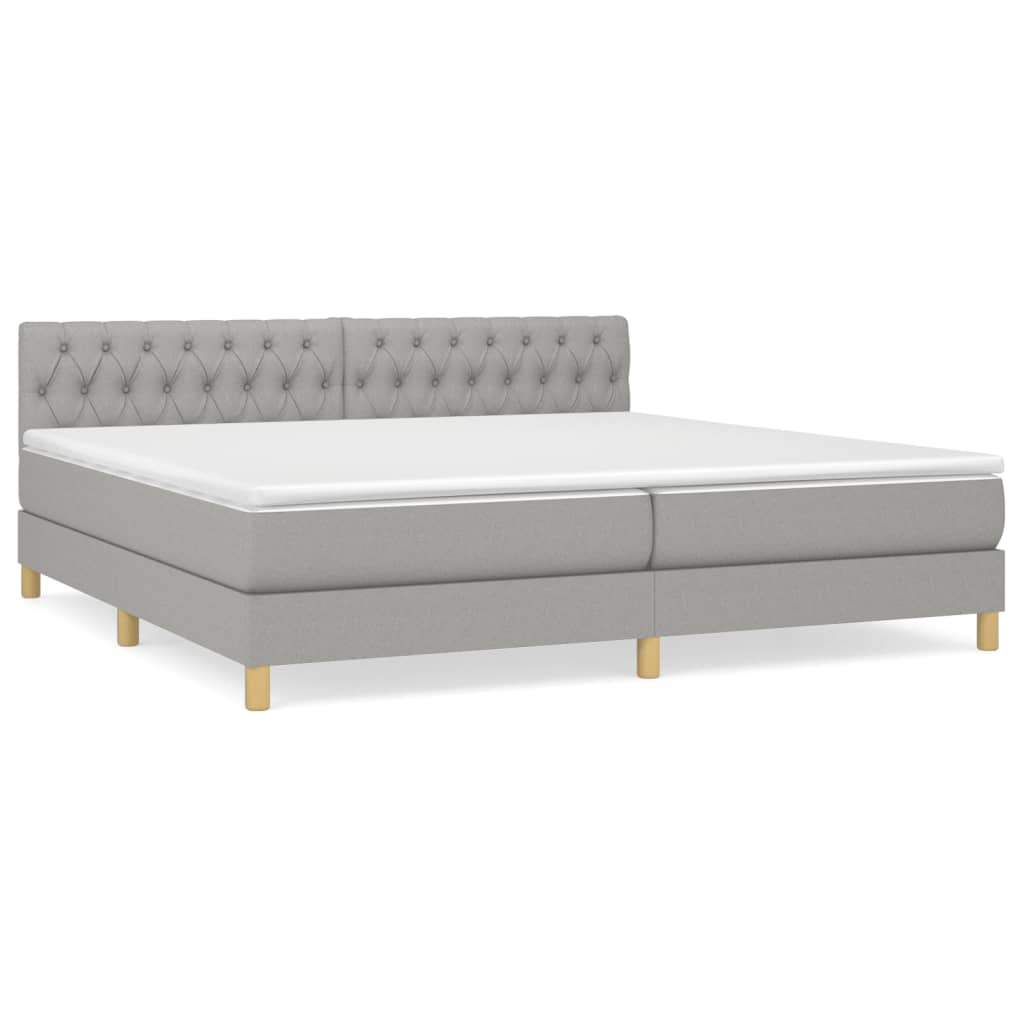 Sommier à lattes de lit avec matelas Gris clair 200x200cm Tissu - XIOS