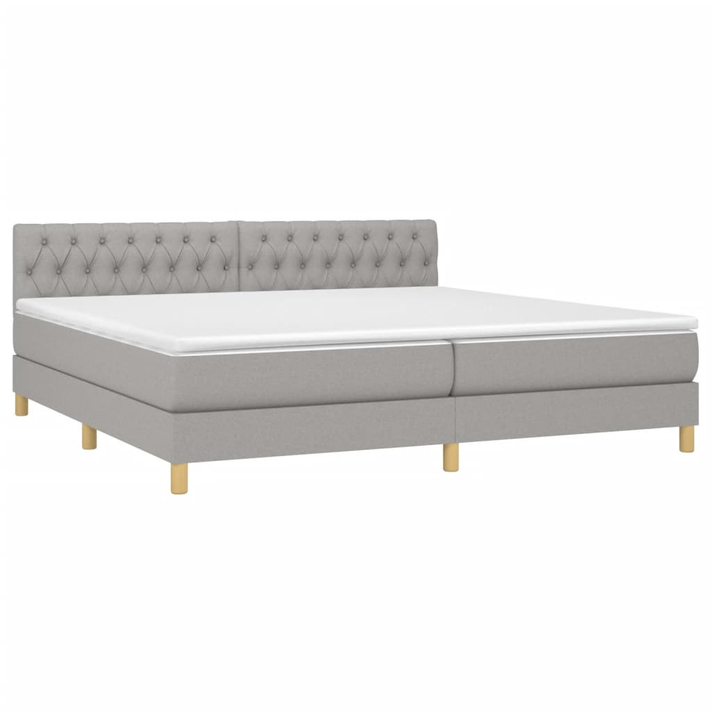 Sommier à lattes de lit avec matelas Gris clair 200x200cm Tissu - XIOS