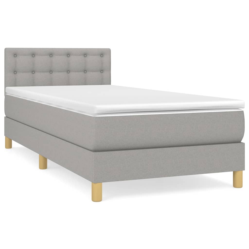 Sommier à lattes de lit et matelas Gris clair 90x190 cm Tissu - XIOS