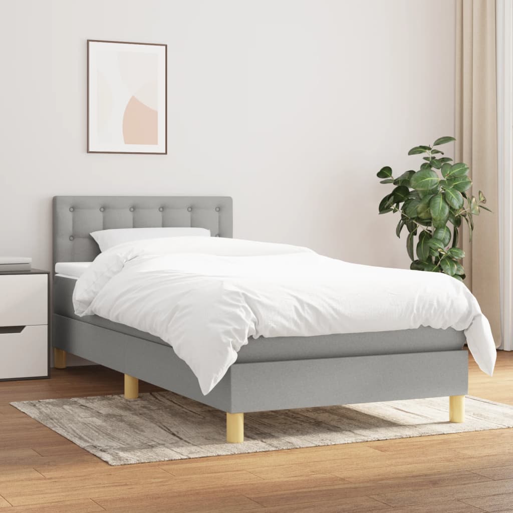 Sommier à lattes de lit et matelas Gris clair 90x190 cm Tissu - XIOS