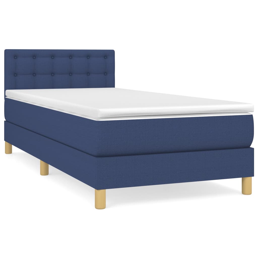 Sommier à lattes de lit avec matelas Bleu 100x200 cm Tissu - XIOS
