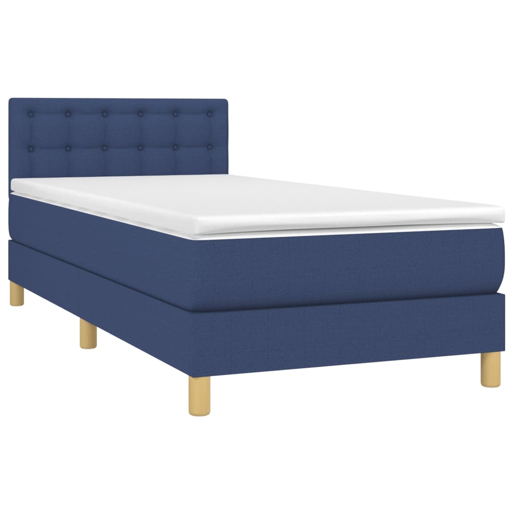 Sommier à lattes de lit avec matelas Bleu 100x200 cm Tissu - XIOS