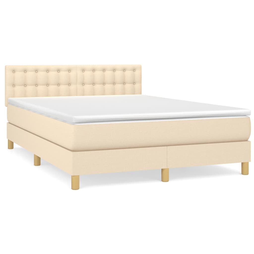 Sommier à lattes de lit avec matelas Crème 140x190 cm Tissu - XIOS