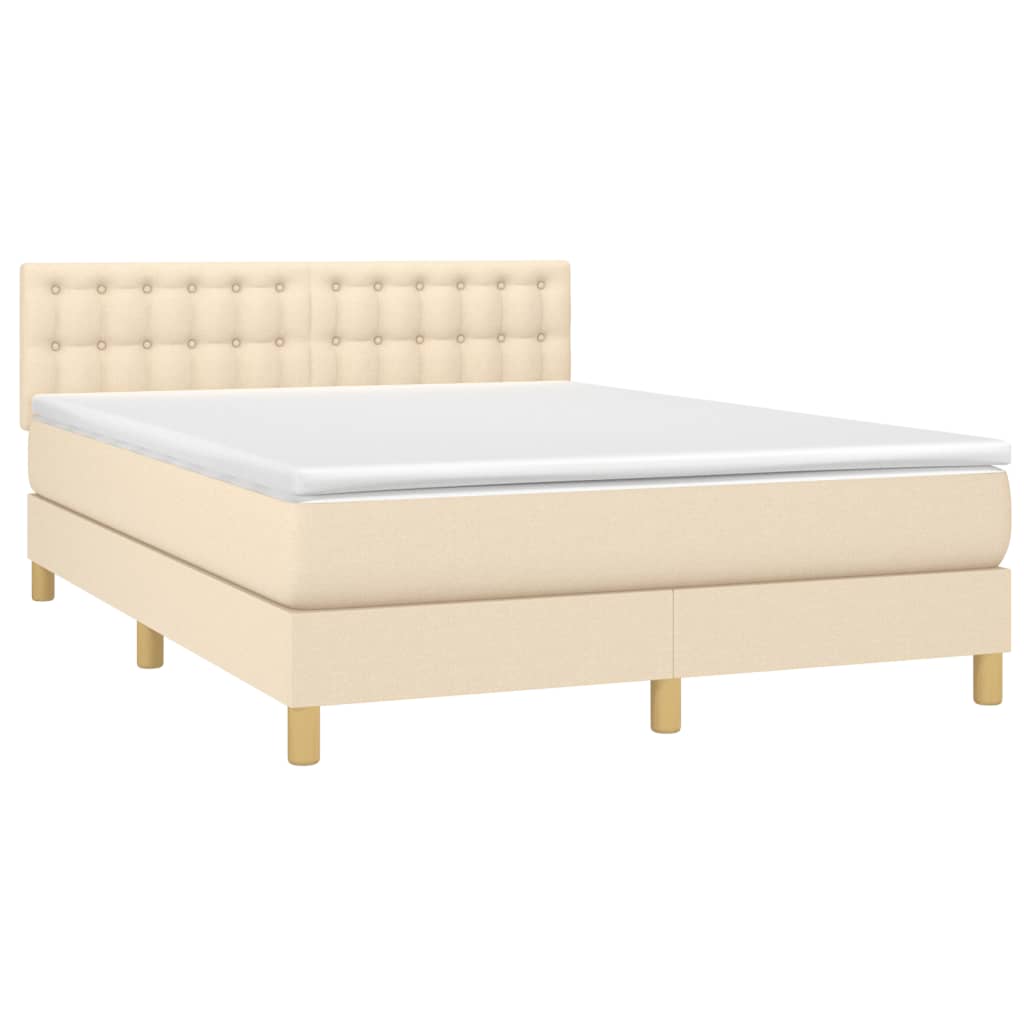 Sommier à lattes de lit avec matelas Crème 140x200 cm Tissu - XIOS