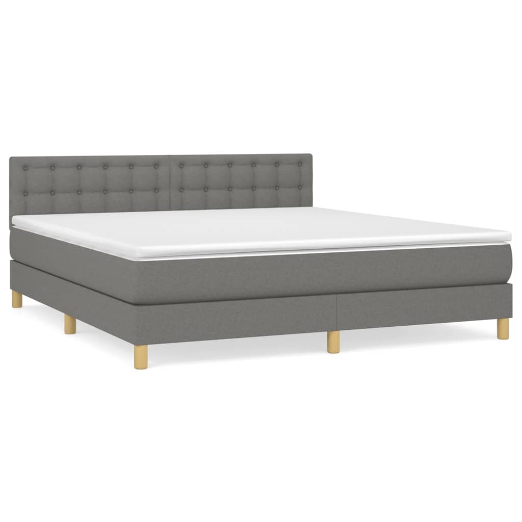 Sommier à lattes de lit avec matelas Gris foncé 160x200cm Tissu Lits & cadres de lit vidaXL