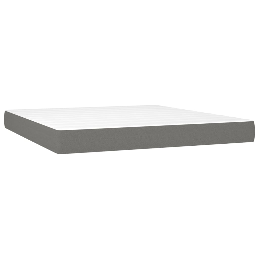 Sommier à lattes de lit avec matelas Gris foncé 160x200cm Tissu Lits & cadres de lit vidaXL