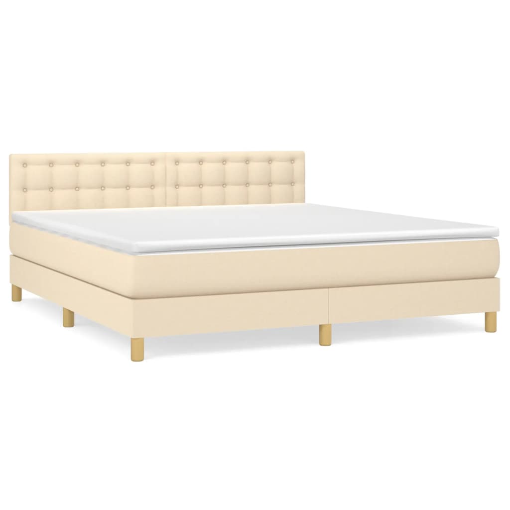 Sommier à lattes de lit avec matelas Crème 160x200 cm Tissu - XIOS