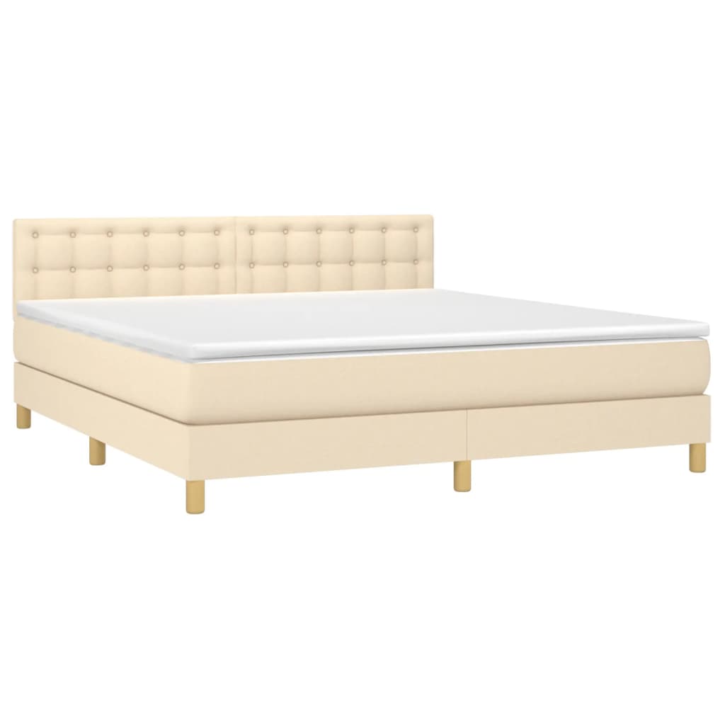 Sommier à lattes de lit avec matelas Crème 160x200 cm Tissu - XIOS