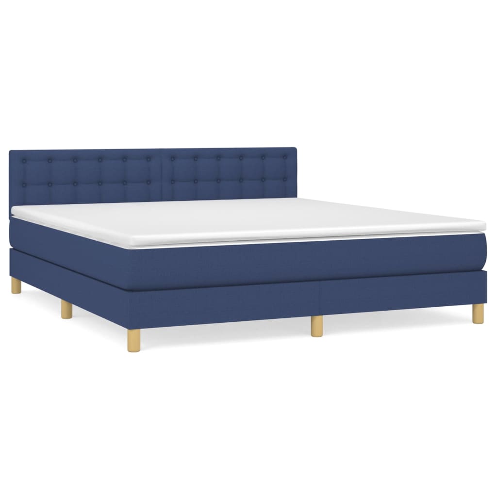 Sommier à lattes de lit avec matelas Bleu 160x200 cm Tissu - XIOS