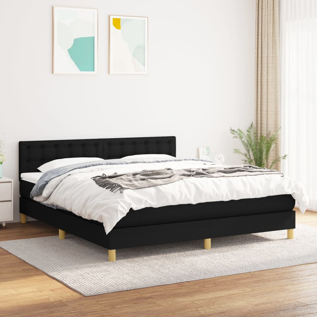 Sommier à lattes de lit avec matelas Noir 180x200 cm Tissu - XIOS