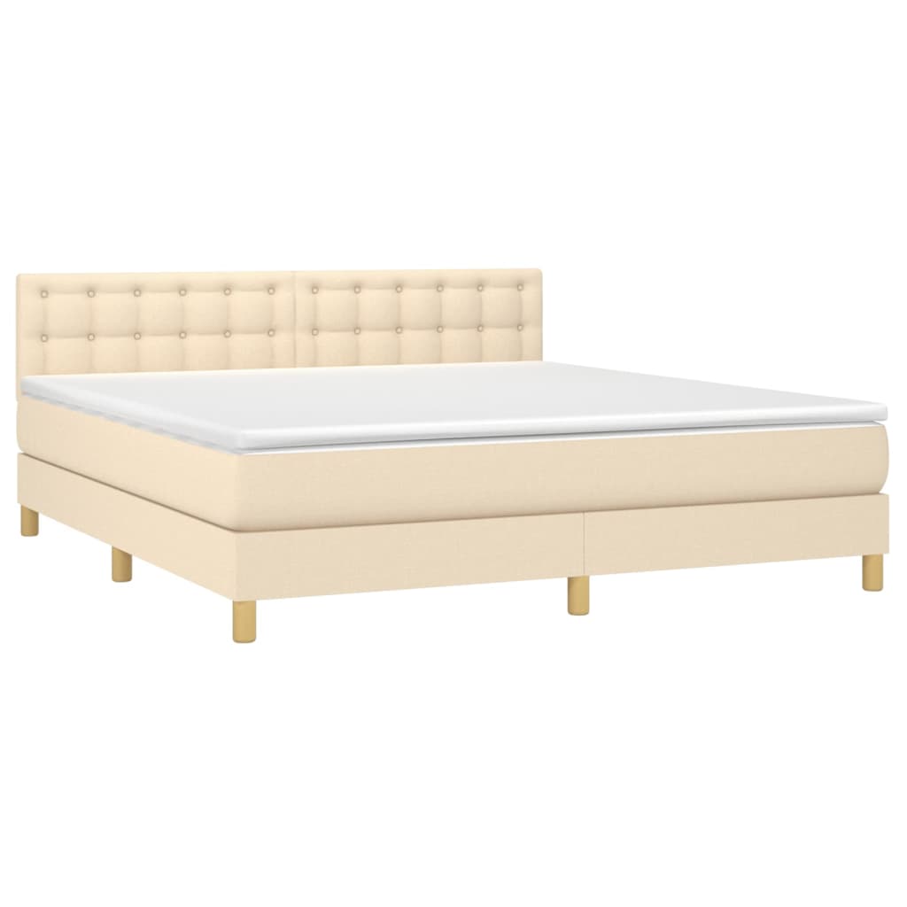 Sommier à lattes de lit avec matelas Crème 180x200 cm Tissu - XIOS