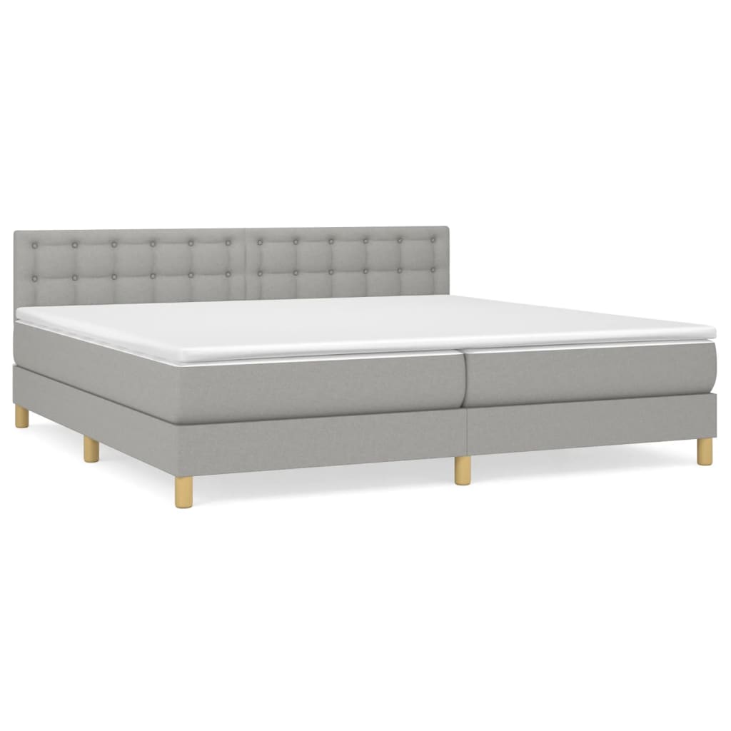Sommier à lattes de lit avec matelas Gris clair 200x200cm Tissu - XIOS