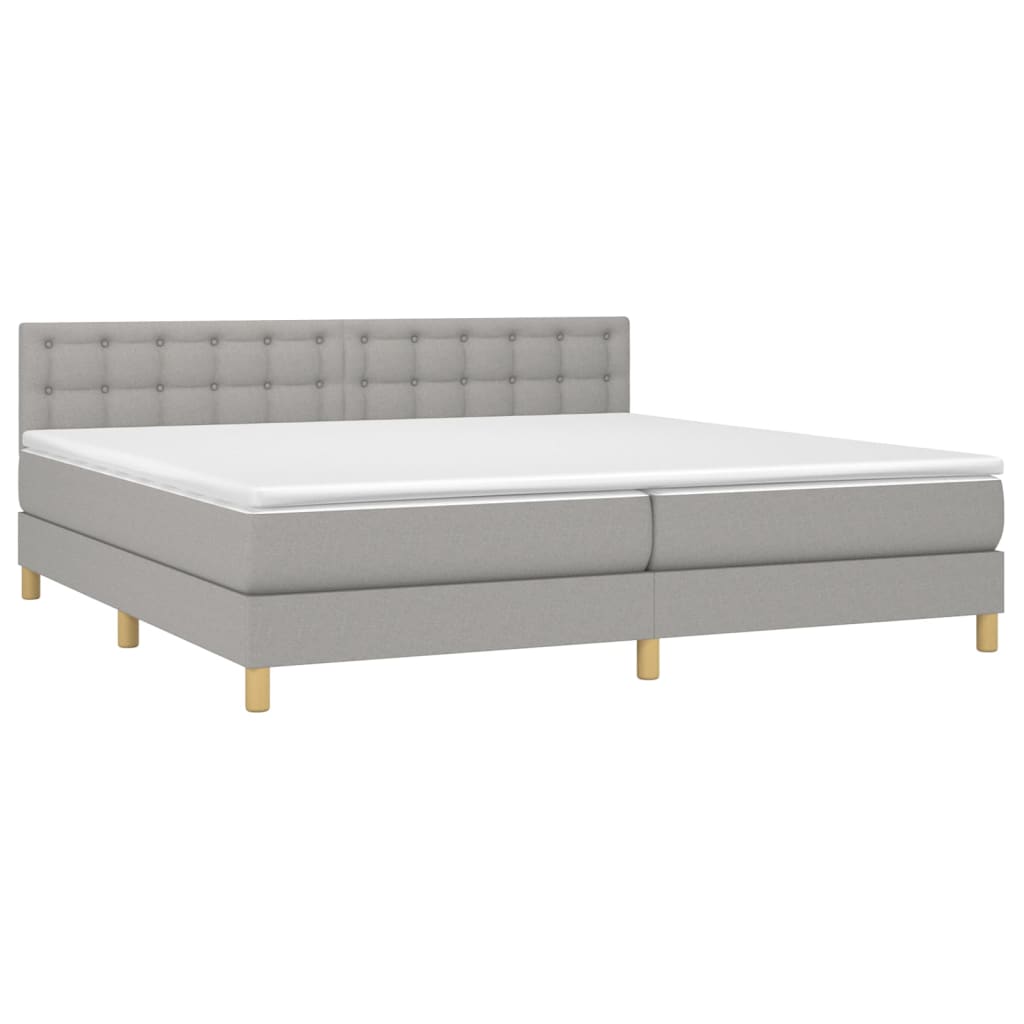 Sommier à lattes de lit avec matelas Gris clair 200x200cm Tissu - XIOS