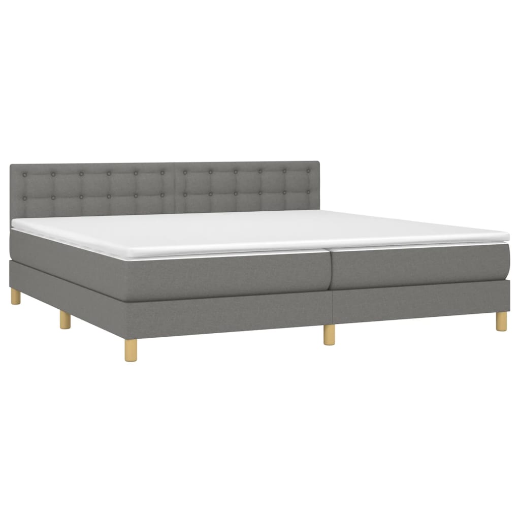 Sommier à lattes de lit avec matelas Gris foncé 200x200cm Tissu - XIOS