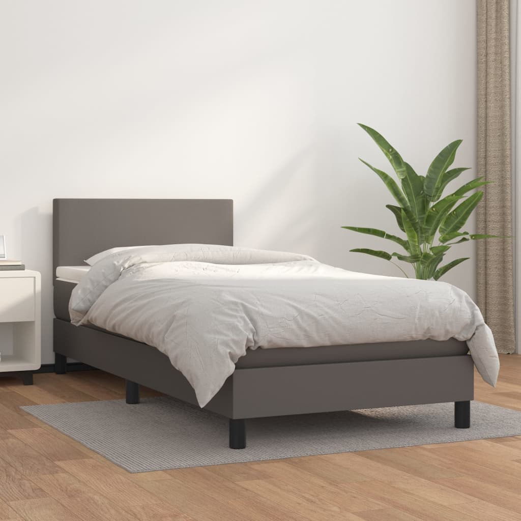 Sommier à lattes de lit avec matelas Gris 80x200 cm Similicuir - XIOS