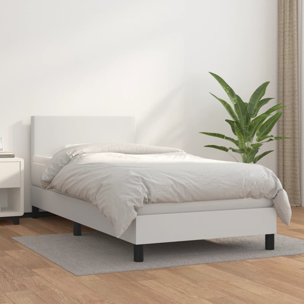 Sommier à lattes de lit avec matelas Blanc 90x200 cm Similicuir - XIOS