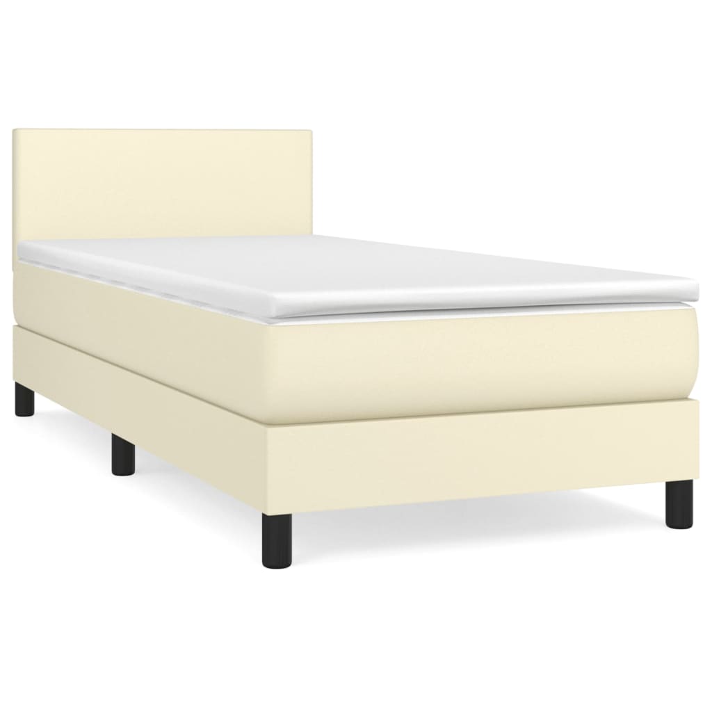 Sommier à lattes de lit avec matelas Crème 100x200cm Similicuir - XIOS