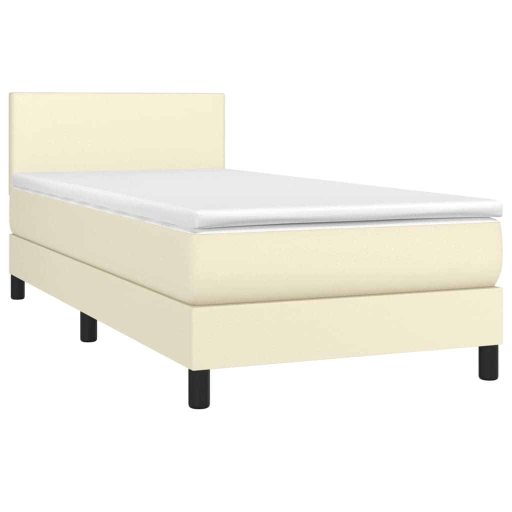 Sommier à lattes de lit avec matelas Crème 100x200cm Similicuir - XIOS
