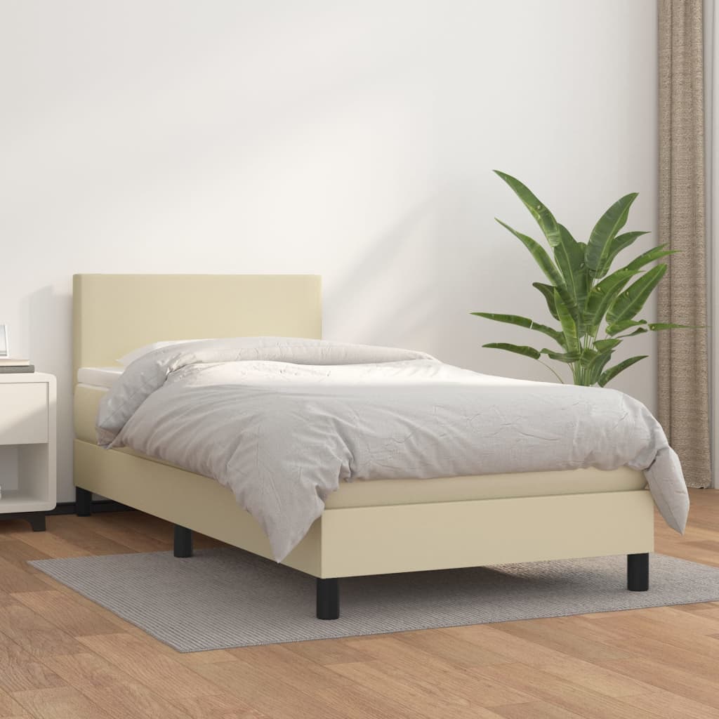 Sommier à lattes de lit avec matelas Crème 100x200cm Similicuir - XIOS