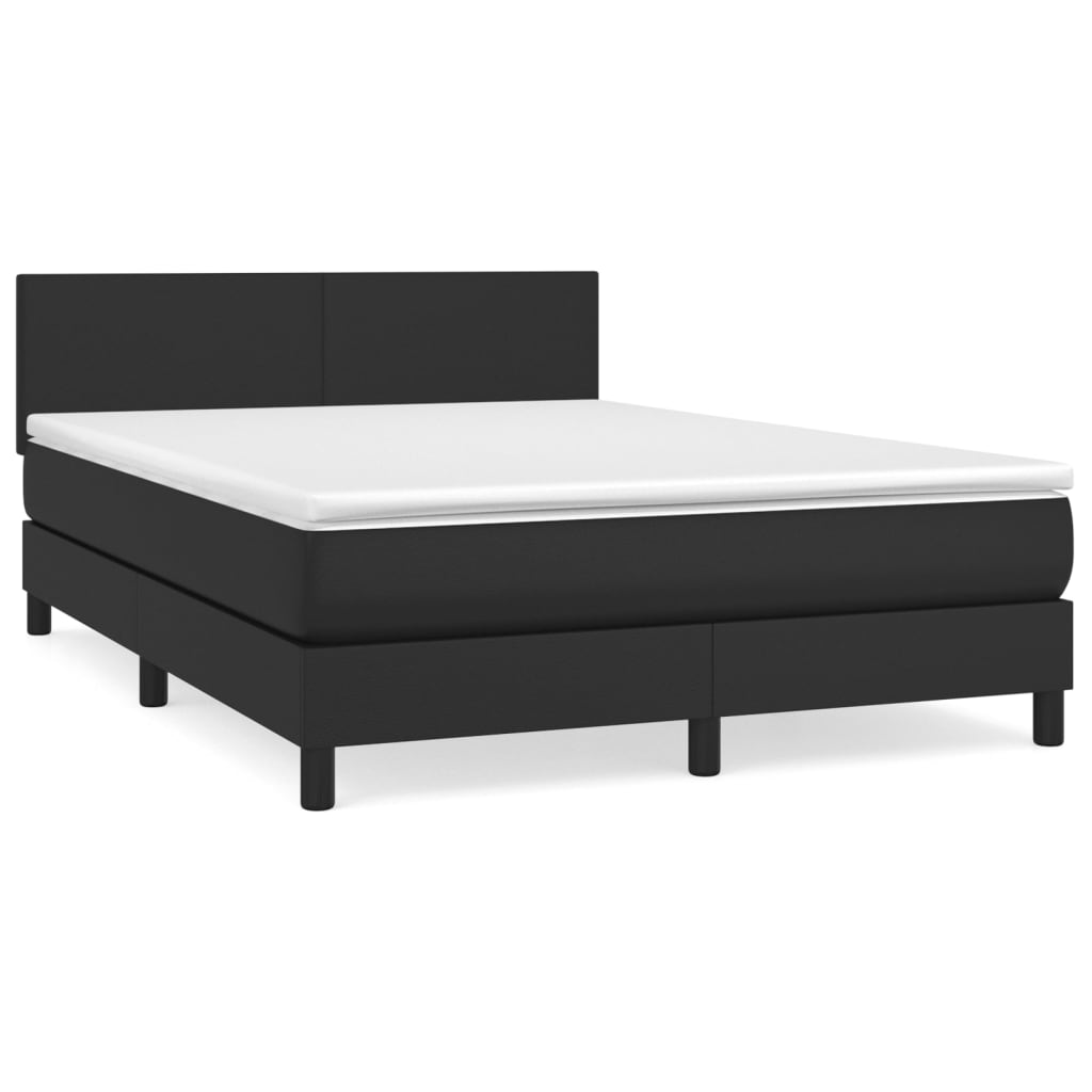 Sommier à lattes de lit avec matelas Noir 140x190 cm Similicuir - XIOS