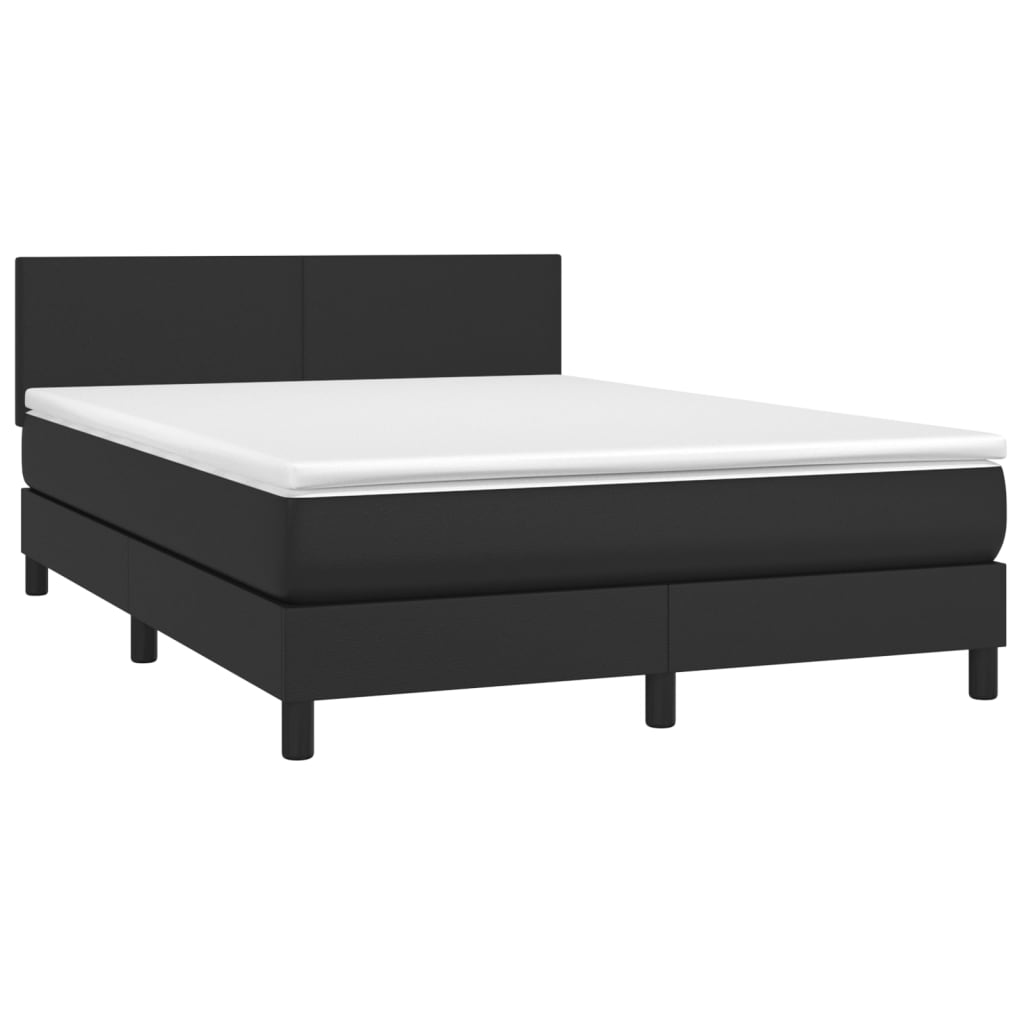 Sommier à lattes de lit avec matelas Noir 140x190 cm Similicuir - XIOS