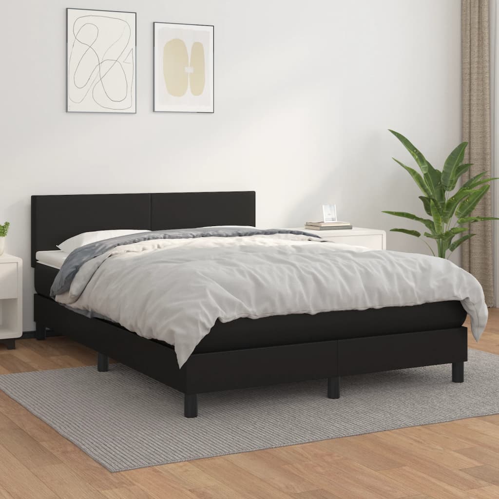 Sommier à lattes de lit avec matelas Noir 140x190 cm Similicuir - XIOS