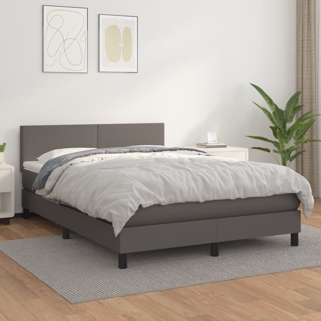 Sommier à lattes de lit avec matelas Gris 140x190 cm Similicuir - XIOS